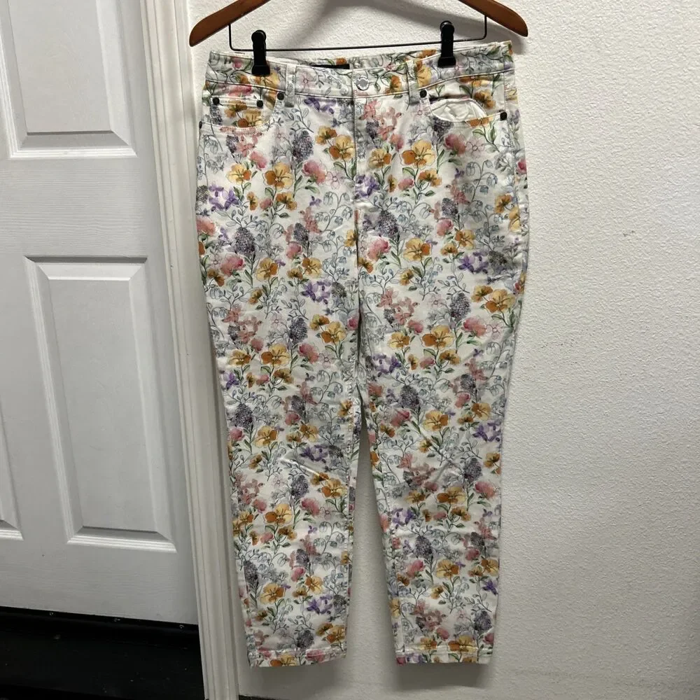 Brooks Brothers Women’s Floral Jeans Orange green Spring Size 10 NWT